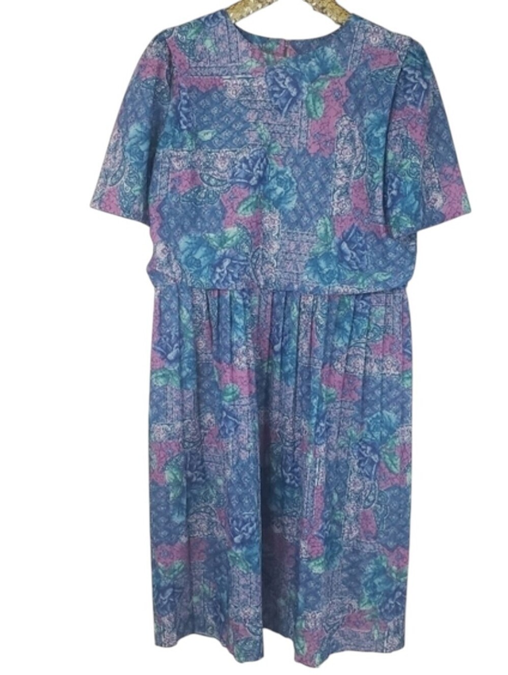 Vintage 80s California Looks Plus Size  Women's Grannycore Floral Midi Dress